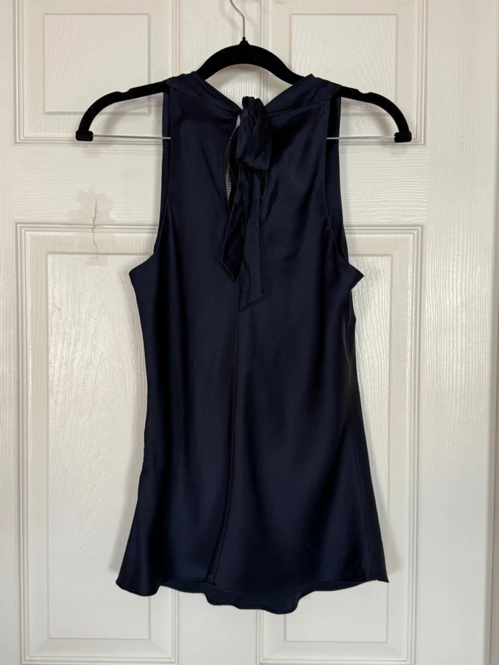 Banana Republic Navy Silk Cowl-Neck Tie-Back Tank - Picture 3 of 7